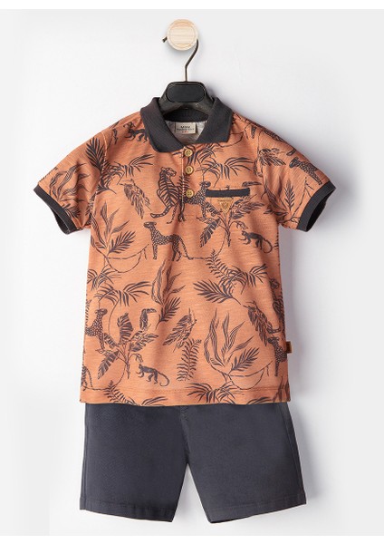 Erkek Çocuk 3'li Takım Polo Yaka T-Shirt Şort Kemer Takım modelleri