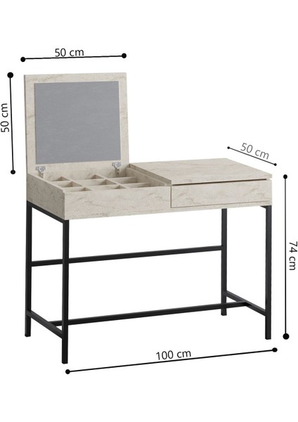 DECORMET LİNDA MAKYAJ MASASI TRAVERTİNE