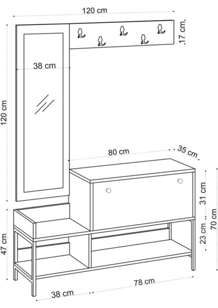 DECORMET Nonso Ayakkabılık Safir Meşe