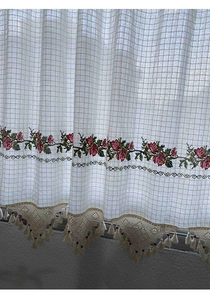 Kanaviçe Işlemeli Buldan Perdesi El Dantelli Perde