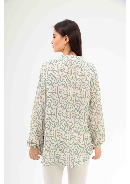 Desenli Pamuklu Kadın Gömlek