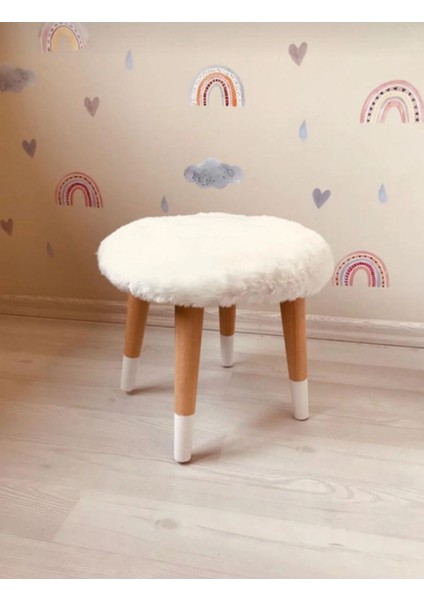 Kıds Çocuk Odası Beyaz Peluş Çocuk Taburesi Çocuk Çalışma fiyatları
