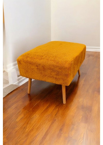 Retro Gürgen Ceviz Renk Ahşap Ayaklı Geniş Oturum Alanlı Özel Tasarım Kare Bench Turuncu fiyatları