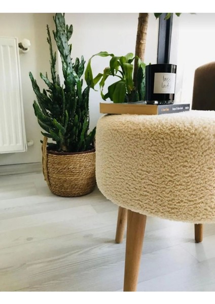 Coco Puf, Peluş,3 Ayak, Krem,oturma Odası, Makyaj Masası Pufu fiyatları