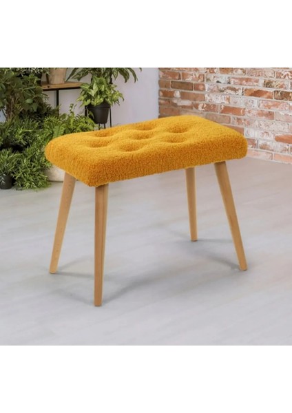 Gürgen Retro Ahşap Ayaklı Handmade Pofidik Puf Bench Koltuk