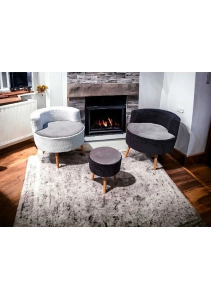 Çay Seti Ikili Koltuk Berjer ve Puf Takımı (Salon, Balkon, Ofis) 3 Lü Takım