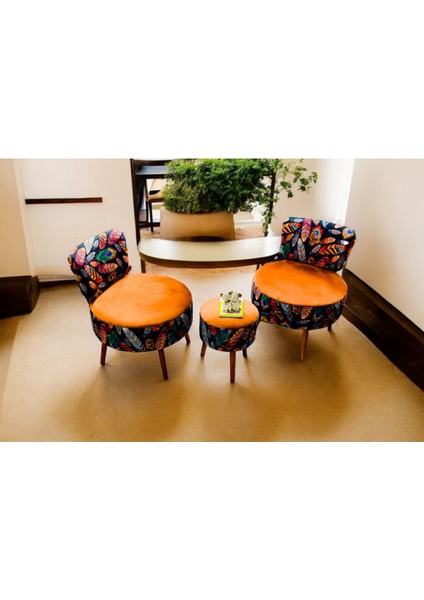 Çay Seti Ikili Koltuk Berjer ve Puf Takımı (Salon, Balkon, Ofis) 3 Lü Takım