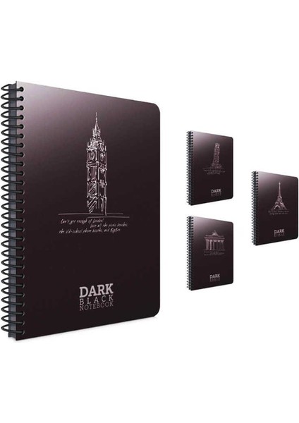 Dark Spiralli Plastik Kapak Düz Not Defteri A4 50 Yaprak