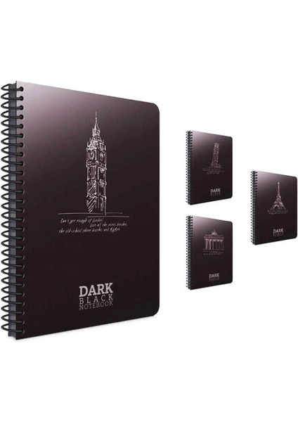 Dark Spiralli Plastik Kapak Düz Not Defteri A4 50 Yaprak
