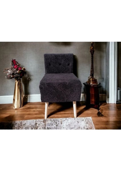 Rahat Oturum Alanlı Retro Gürgen Ahşap Ayaklı Beyaz Welsoft Kumaş Puf Bench Sandalye Tabure