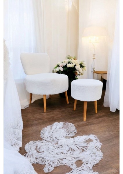 Çay Seti Tekli Koltuk Berjer ve Puf Takımı (Salon, Balkon, Ofis) 2 Li Takım