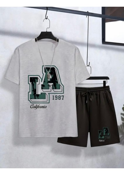 Özel Tasarım La California Baskılı Yaz Stili Erkek Çocuk T-Shirt Short Takım