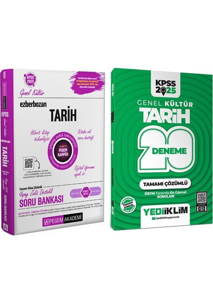2025 KPSS Tarih Soru Bankası ve Yediiklim Yayınları Deneme Seti 2 Kitap