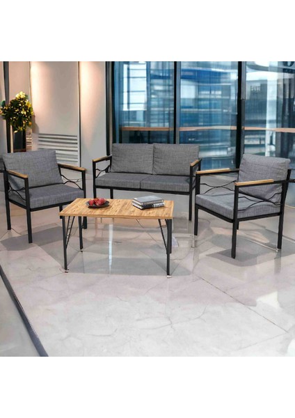 Hayal Bahçe Balkon Takımı, Antrasit, Üçlü