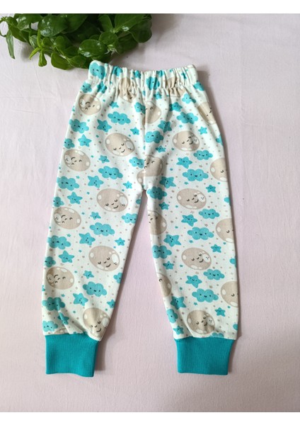 Minilkabebe Ay ve Bulut Desen Çocuk Pijama Takımı Pamuklu