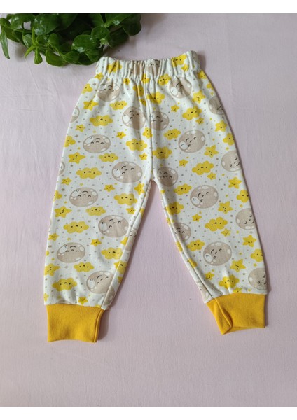 Minilkabebe Ay ve Bulut Desen Çocuk Pijama Takımı Pamuklu