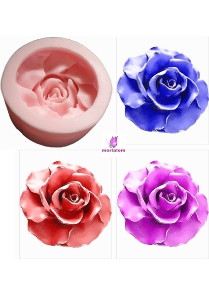 13CM 3 Boyutlu Büyük Gül Çiçek Silikon Kalıp K-1007, Kokulu Taş Sabun Mum Kalıbı