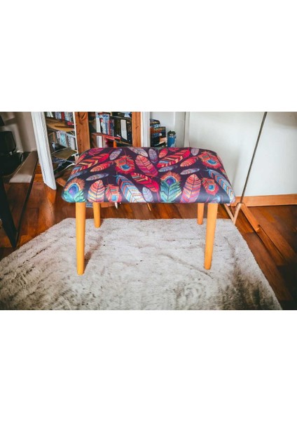 Ahşap Ayaklı Puf Bench Makyaj Sandalyesi, Piyano Sandalyesi