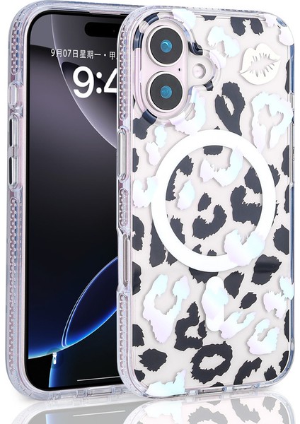 iPhone 16 Plus Kılıf Magsafe Şarj Özellikli Leopar Desenli Jago Kılıf