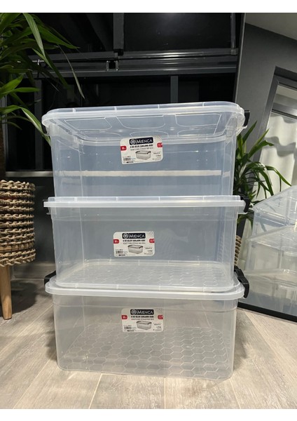 Plastik Kilitli Kapaklı Yatay Saklama ve Erzak Kutusu 30 Litre Plastik Saklama Kabı