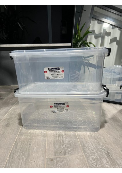Plastik Kilitli Kapaklı Yatay Saklama ve Erzak Kutusu 30 Litre Plastik Saklama Kabı