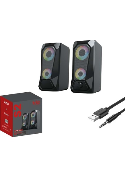Trio S2 USB Hoparlör – Bilgisayar, Laptop, Masaüstü, Güçlü Ses, Şık Tasarım