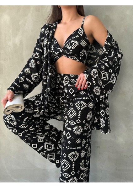 Bürümcük Kumaş Kimono Üçlü Takım modelleri