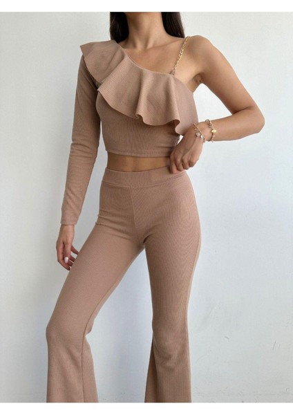 Bürümcük Kumaş Zincirli Bluz Ispanyol Paça Tayt Takım fiyatları