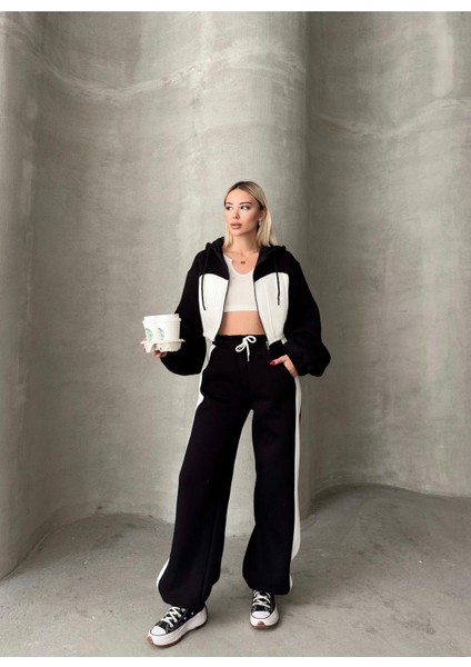 Bol Kesim 3 Iplik Crop Hırka Eşofman Takımı modelleri