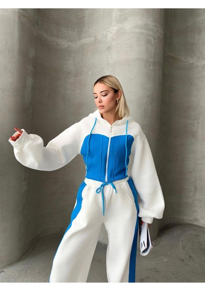 Bol Kesim 3 Iplik Crop Hırka Eşofman Takımı modelleri