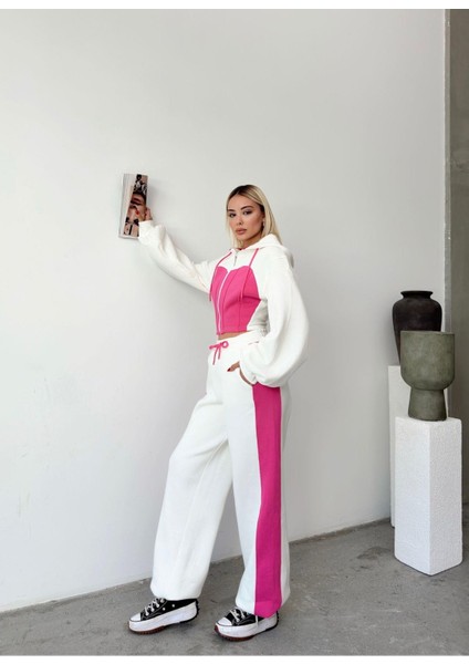 Bol Kesim 3 Iplik Crop Hırka Eşofman Takımı modelleri