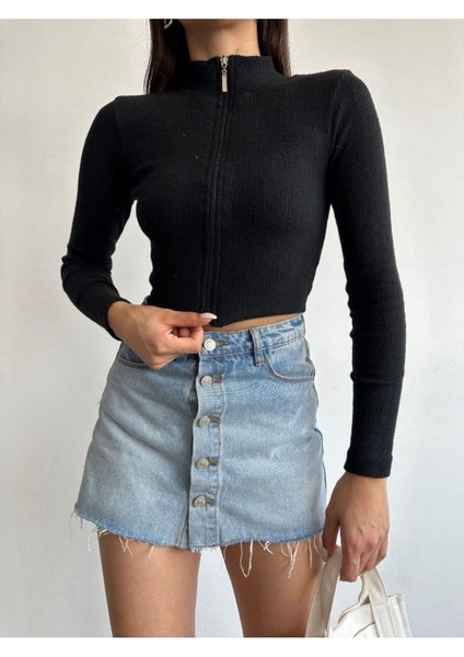 Fermuarlı Kaşkorse Uzun Kollu Şardonlu Bluz modelleri