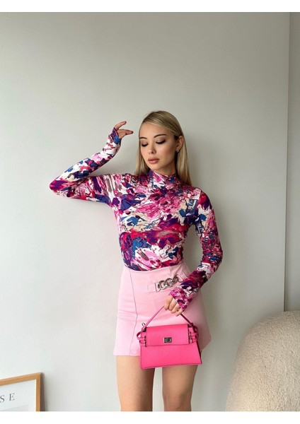 Batik Desen Yarım Balıkçı Uzun Kol Bluz modelleri