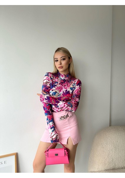 Batik Desen Yarım Balıkçı Uzun Kol Bluz indirimleri