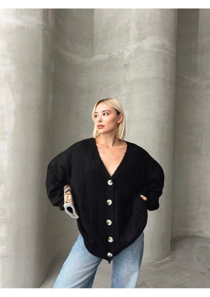 Kadın Balon Kollu Oversize Triko Hırka