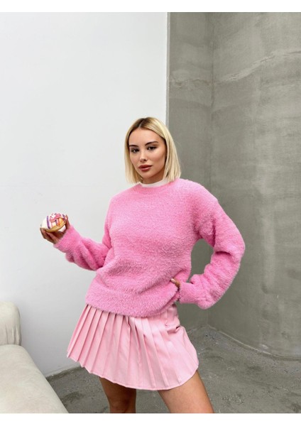 Peluş Triko Bisiklet Yaka Kazak