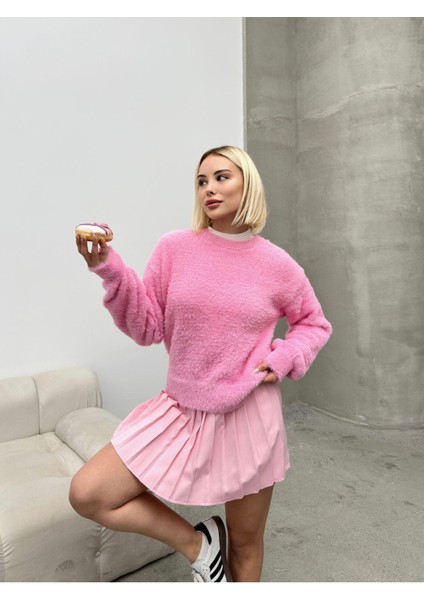 Peluş Triko Bisiklet Yaka Kazak modelleri