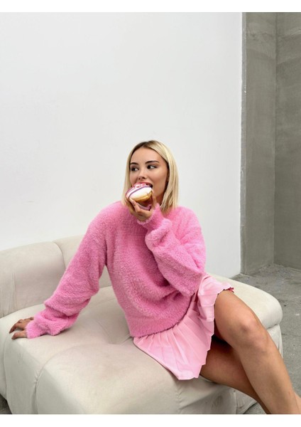 Peluş Triko Bisiklet Yaka Kazak indirimleri