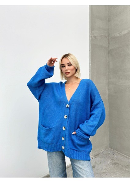 Kadın Balon Kollu Oversize Triko Hırka