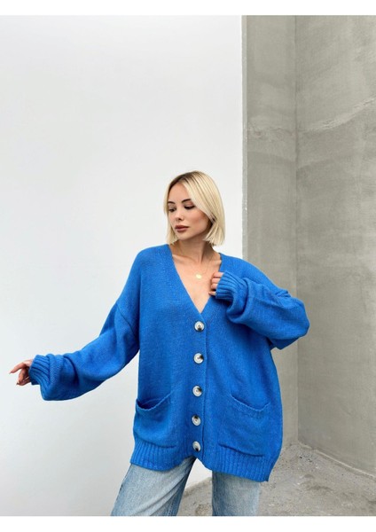 Kadın Balon Kollu Oversize Triko Hırka