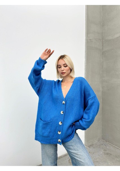 Kadın Balon Kollu Oversize Triko Hırka