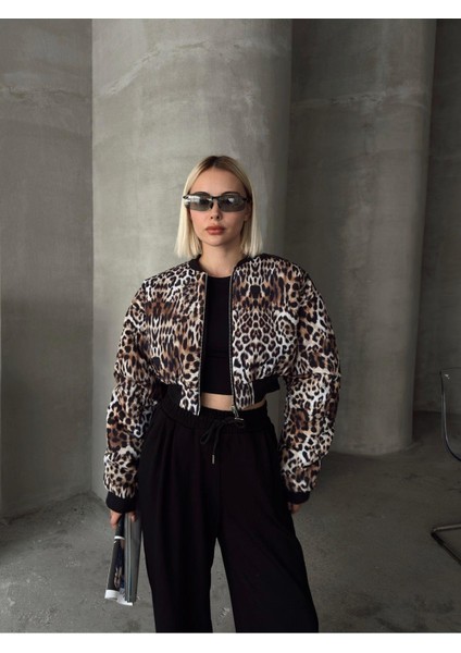 Leopar Desen Crop Mont