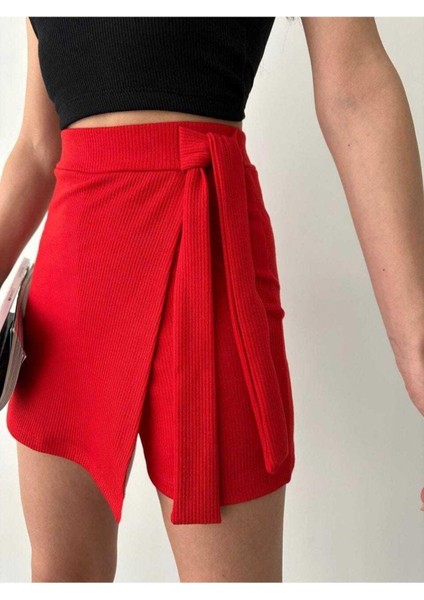 Fitilli Yandan Bağlama Detaylı Şort Etek fiyatları