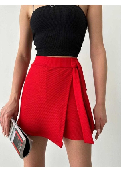 Fitilli Yandan Bağlama Detaylı Şort Etek modelleri