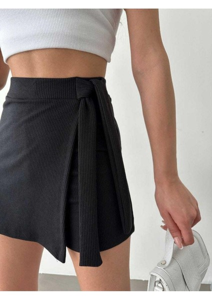 Fitilli Yandan Bağlama Detaylı Şort Etek fiyatları