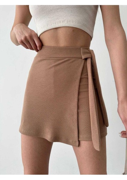 Fitilli Yandan Bağlama Detaylı Şort Etek fiyatları