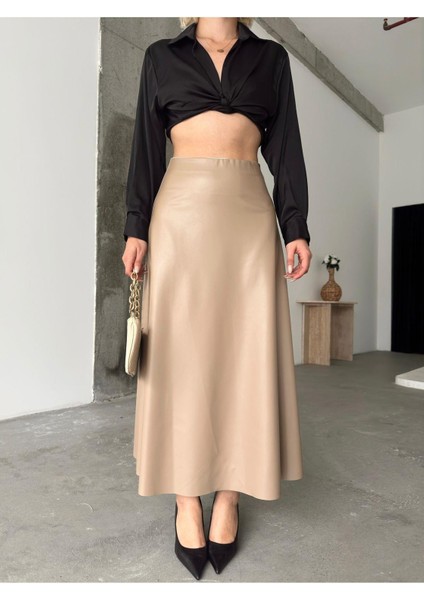 Maxi Boy Çan Deri Etek fırsatları