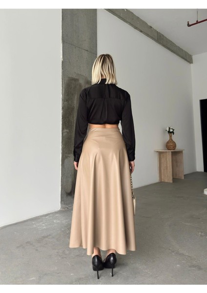 Maxi Boy Çan Deri Etek indirimleri