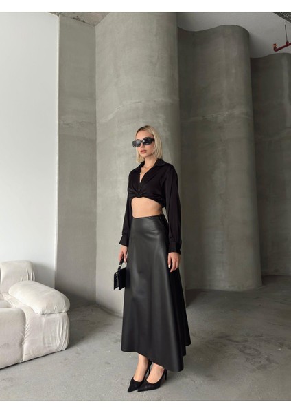 Maxi Boy Çan Deri Etek fırsatları