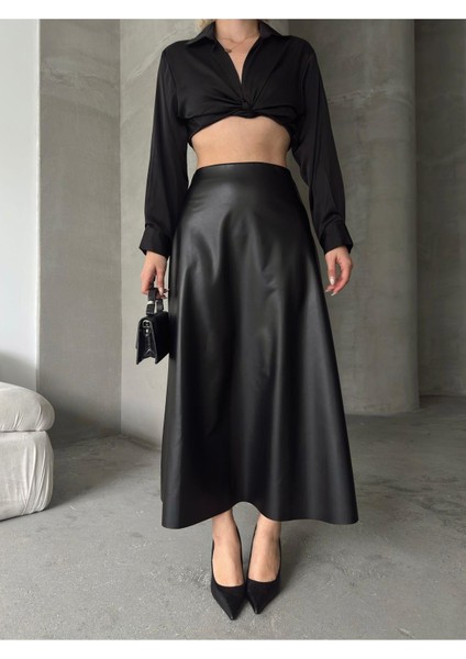 Maxi Boy Çan Deri Etek indirimleri